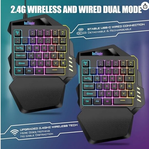RedThunder Wireless One-Handed Gaming Keyboard - Picture 6 of 6